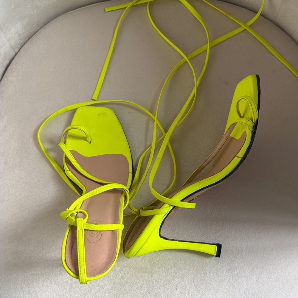 Brother Vellies Neon Yellow Strappy Heels